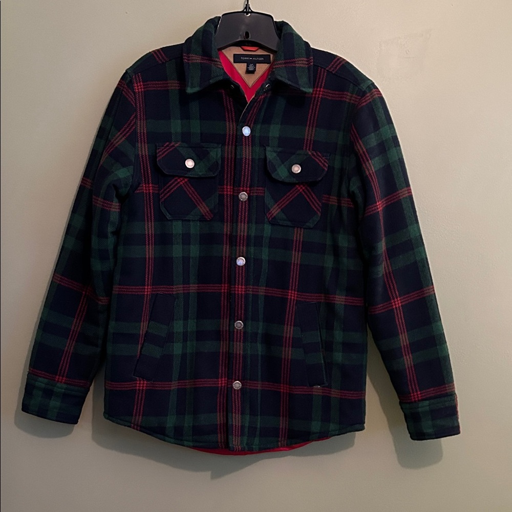 Tommy Hilfiger Men’s Green, Navy and Red Plaid Jacket Size S